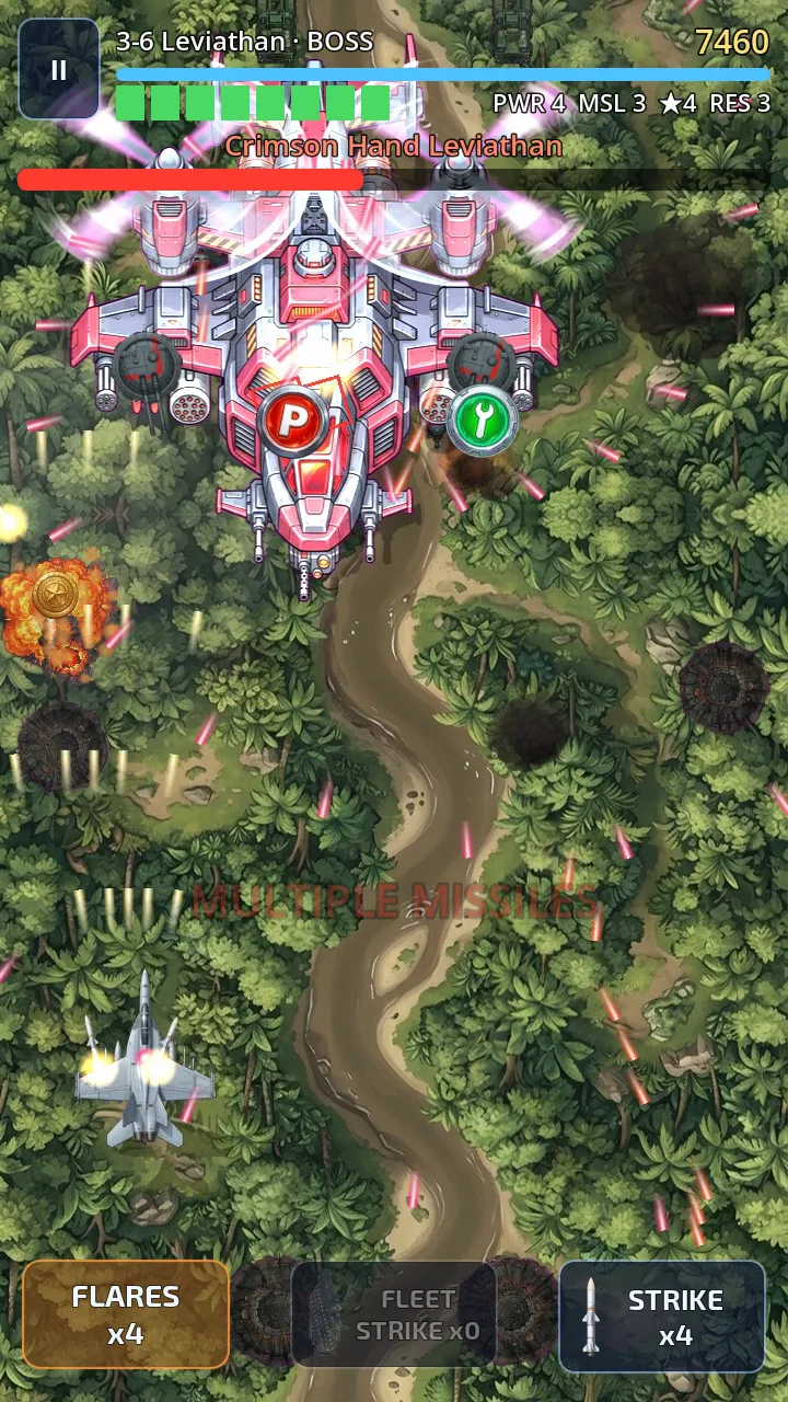 The Leviathan gunship boss firing over the jungle